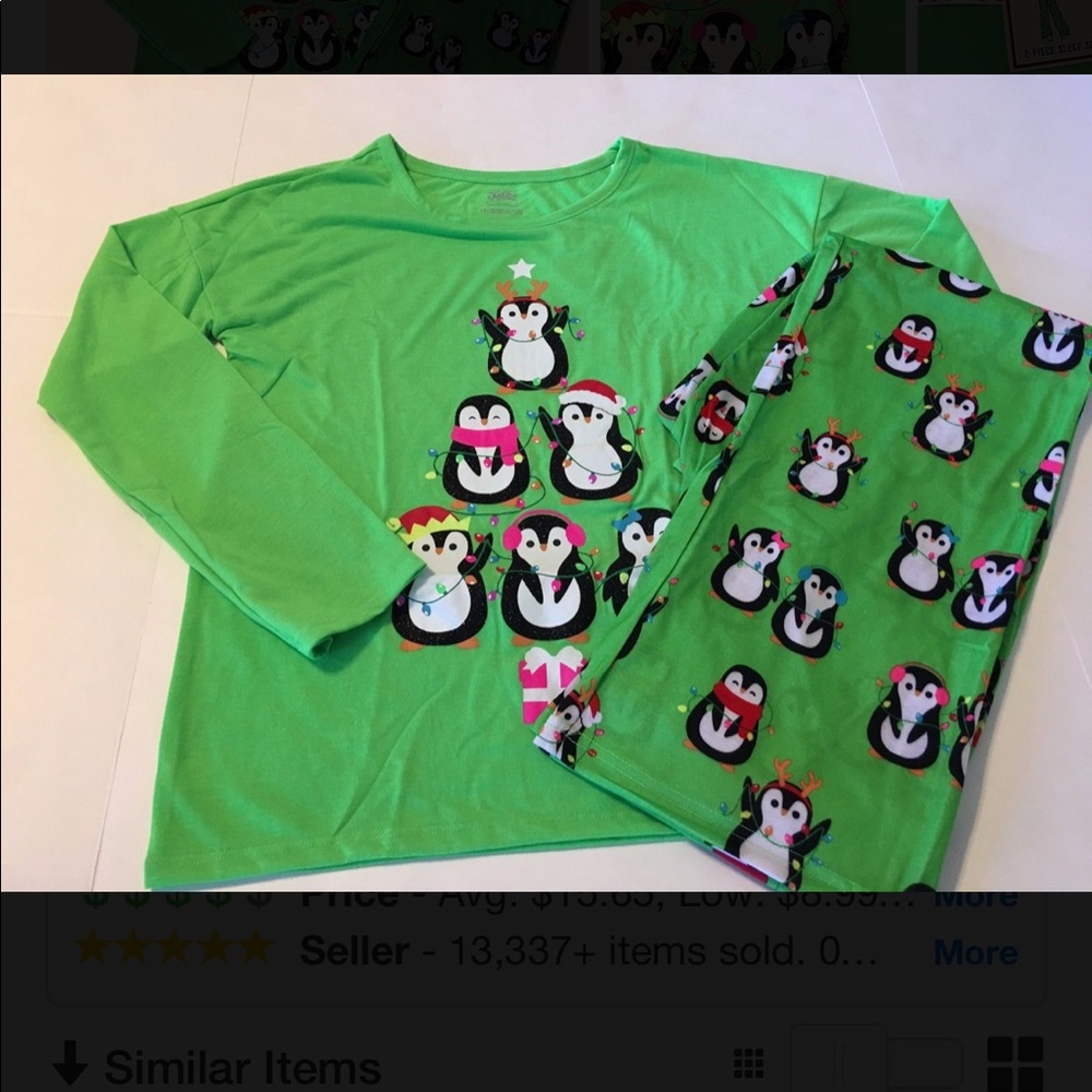 Justice size 14 girls Christmas holiday penguin pj